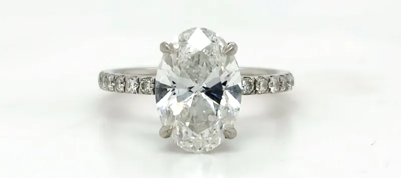 3.45ct Lab Grown Diamond & Platinum Solitaire Ring ( Hidden Halo ) 4.3g