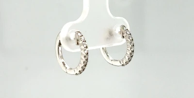 0.17ct Diamond & 9ct White Gold Small Diamond Hoop Earrings 1.3g