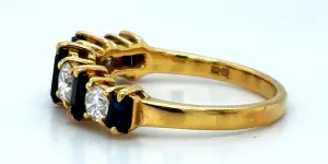 0.55ct Sapphire & 0.75ct Diamond Eternity/DressRing-18ct Gold 3.08g