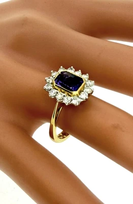1.50ct Amethyst & 0.60ct Diamond - 18ct Yellow Gold, 6.3g