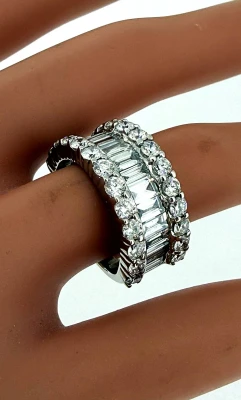 4.16ct Diamond & 18ct White Gold 3 Tier Band 10.1g