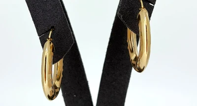 9ct Gold Greek Key Hoop Earrings 3.1g ( 27mm x 4.0mm)