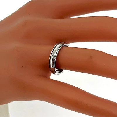 0.08ct Diamond & 9ct White Gold 4mm Spinner Band 2.7g