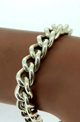 Solid Sterling Silver 10mm Traditional Curb Bracelet 58.4g ( upto 9 inch)