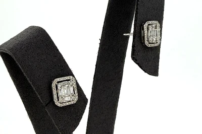 0.37ct Diamond & 18ct White Gold Halo Stud Earrings 1.8g