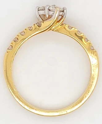 0.50ct Double Diamond & 18ct Gold Solitaire Ring 3.7g Size N