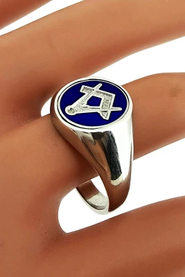 Reversible Masonic Signet Ring - Sterling Silver 7.1g