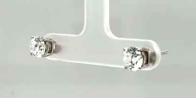 2.01ct Lab Grown Diamond & 9ct White Gold Solitaire Stud Earrings 1.8g