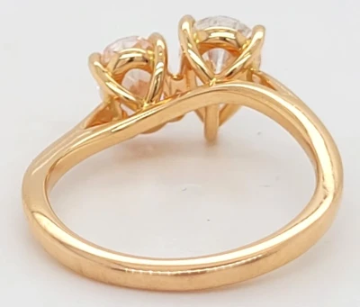 1.89ct Lab Grown Pink & White Diamond & 18ct Rose Gold  "Toi et Moi" Solitaire Ring 3.6g