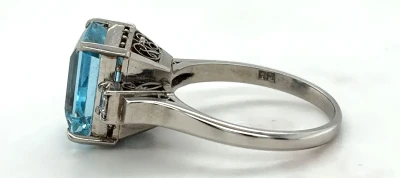 4.61ct Aquamarine & 0.16ct Diamond Platinum Dress Ring- 6.5g