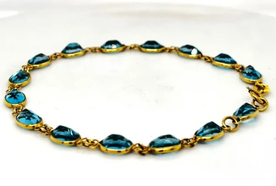 7.50ct Topaz & 18ct Gold Bracelet 4.6g 7.5inch