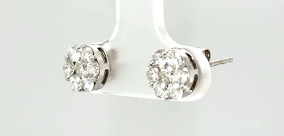 0.52ct Diamond & 18ct White Gold Cluster Studs 2.1g