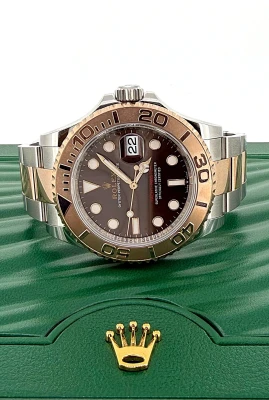 Rolex 40mm YachtMaster 18ct Gold & Stainless Steel CHOCOLATE DIAL 2022 Box & Papers UNWORN Model 126621