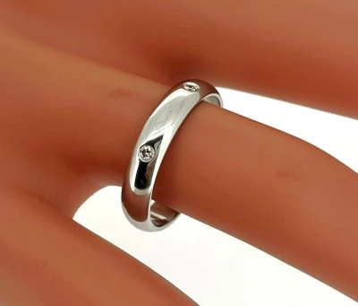 0.06ct Diamond & Platinum D Shape 4mm Wedding Band 5.0g