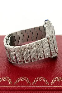Santos De Cartier 38mm Stainless Steel -FULL DIAMOND - 2025 Box & Papers Model: WSSA-0018