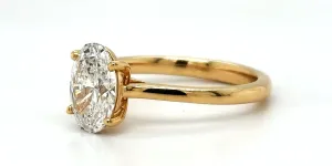 1.57ct Oval Lab Grown Diamond & 18ct Gold Solitaire Ring 3.9g