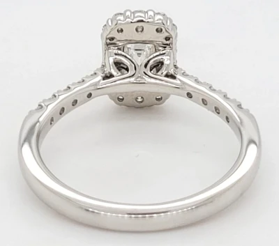 1.58ct Lab Grown Emerald Cut Diamond & Platinum Halo Solitaire Ring 5.7g