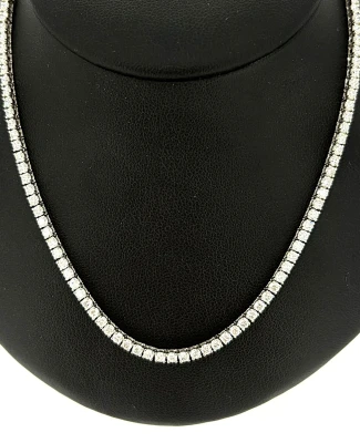 7.88ct Lab Grown Diamond & 9ct White Gold 2.5mm Tennis Necklace 17 Inch ( 12.7g)