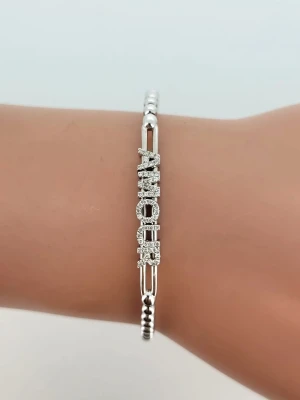 0.23ct Diamond & 18ct White Gold "Amour" Ball Bangle 7.9g