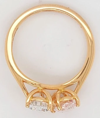 1.89ct Lab Grown Pink & White Diamond & 18ct Rose Gold  "Toi et Moi" Solitaire Ring 3.6g