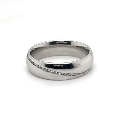 0.35ct Full Diamond & Platinum 6mm Slight Court Wedding Band 12.3g
