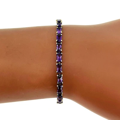 6.00ct Amethyst & 9ct Gold Tennis Bracelet 5.6g 7.5inch