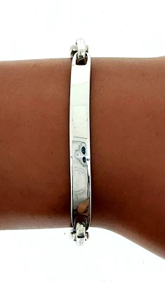 Solid Sterling Silver 5.2mm Identity Bracelet 16.8g ( Upto 9 Inch)