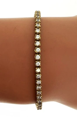 9ct Gold & Cubic Zirconia 2.9mm Tennis Bracelet 9.3g 7.5 Inch