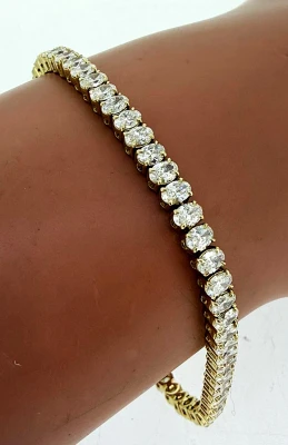7.00ct Oval Lab Grown Diamond & 9ct Gold Tennis Bracelet 10.5g 7.5 Inch