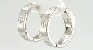 Solid Silver Hinged Screw Style Hoop Earrings 8.2g ( 20 x 20 x 5.0mm)