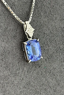 2.35ct Tanzanite & 0.10ct Pendant - Platinum 5.9g 16 Inch
