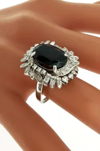 3.00ct Sapphire & 1.25ct Diamond Large Dress Ring-18ct White Gold 8.2g