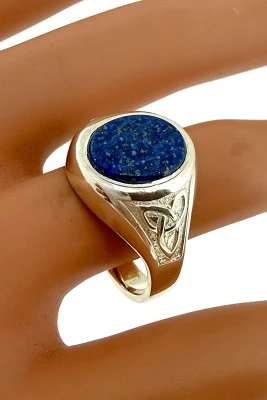 Sterling Silver & Lapis Lazuli Signet Ring 6.8g