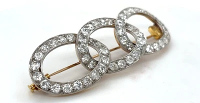 7.50ct  Antique ( Victorian Era ) Diamond Brooch-18ct Yellow Gold & Platinum - 21.7g