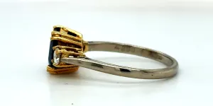 0.70ct Sapphire & 0.20ct Diamond Trilogy Ring-18ct Gold 3.18g