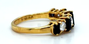 0.55ct Sapphire & 0.75ct Diamond Eternity/DressRing-18ct Gold 3.08g