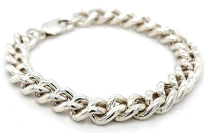 Solid Sterling Silver 10mm Traditional Curb Bracelet 58.4g ( upto 9 inch)