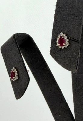 0.40ct Ruby & 0.15ct Diamond Stud Earrings 9ct Gold 0.9g