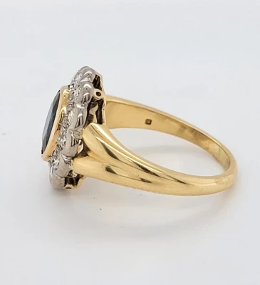 1.50ct Sapphire & 1.20ct Diamond 18ct Gold Ring 5.8g