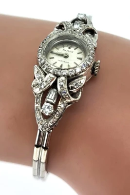 Vintage Rolex 15mm Precision Watch (year 1952) 18ct/14ct White Gold & Diamond