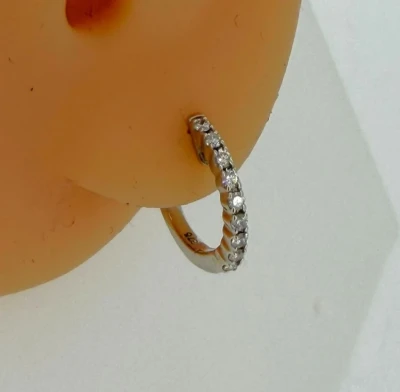 0.17ct Diamond & 9ct White Gold Small Diamond Hoop Earrings 1.3g