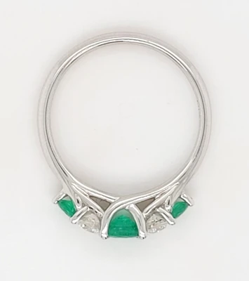 0.63ct Emerald & Diamond Eternity Ring 18ct White Gold 3.2g Size N