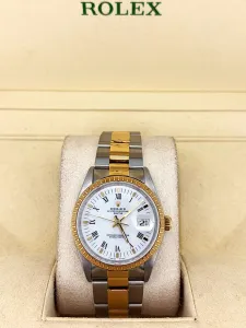 Rolex 34mm Oyster Perpetual Date- 18ct Gold & Stainless Steel 1995 Box & Papers Model: 15223