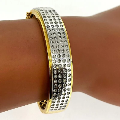 2.04ct Diamond & 18ct Gold 13.3mm Bangle 42.7g