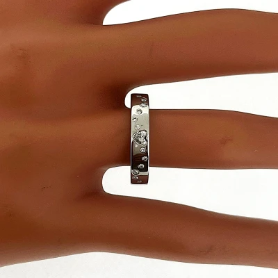 0.20ct Diamond & Platinum 4mm Sligh Court Wedding Band 7.2g