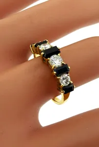 0.55ct Sapphire & 0.75ct Diamond Eternity/DressRing-18ct Gold 3.08g