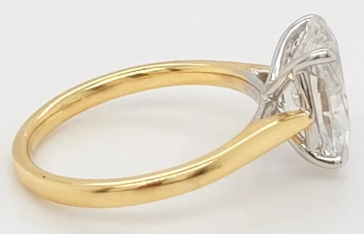 3.34ct Lab Grown Oval Diamond & 18ct Gold Solitaire  4.0g Size: N