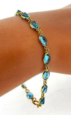 7.50ct Topaz & 18ct Gold Bracelet 4.6g 7.5inch