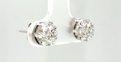 0.52ct Diamond & 18ct White Gold Cluster Studs 2.1g