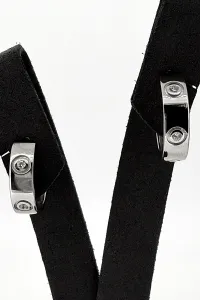 Solid Silver Half Hoop Screw Style Stud Earrings 4.8g ( 18.7 x 5.2mm )